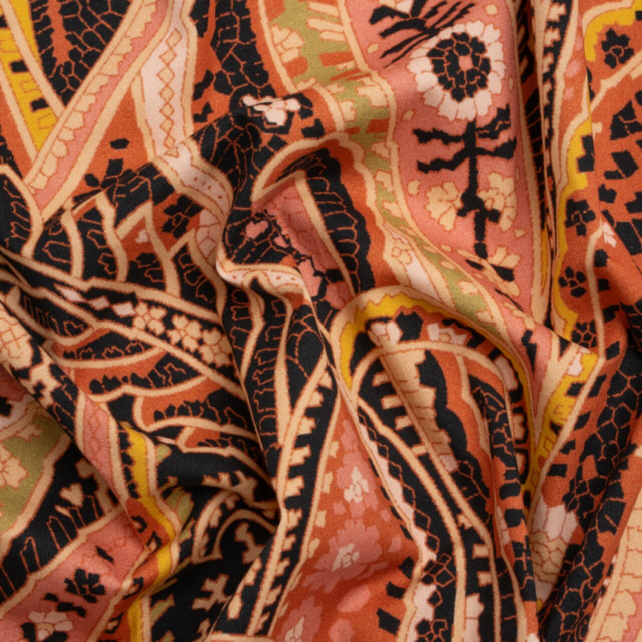 1 Yard Black Through the Thicket Stretch Brushed Cotton Twill Fabric